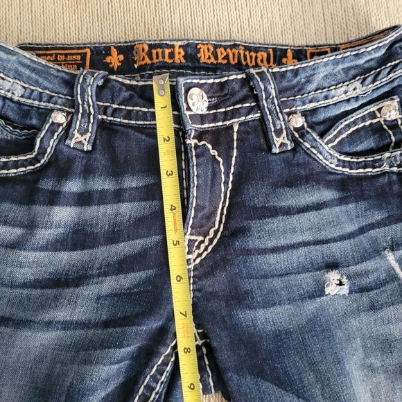 Rock Revival Johanna Capri Blue Jeans denim size 29 low rise Rodeo Festival - Picture 10 of 11